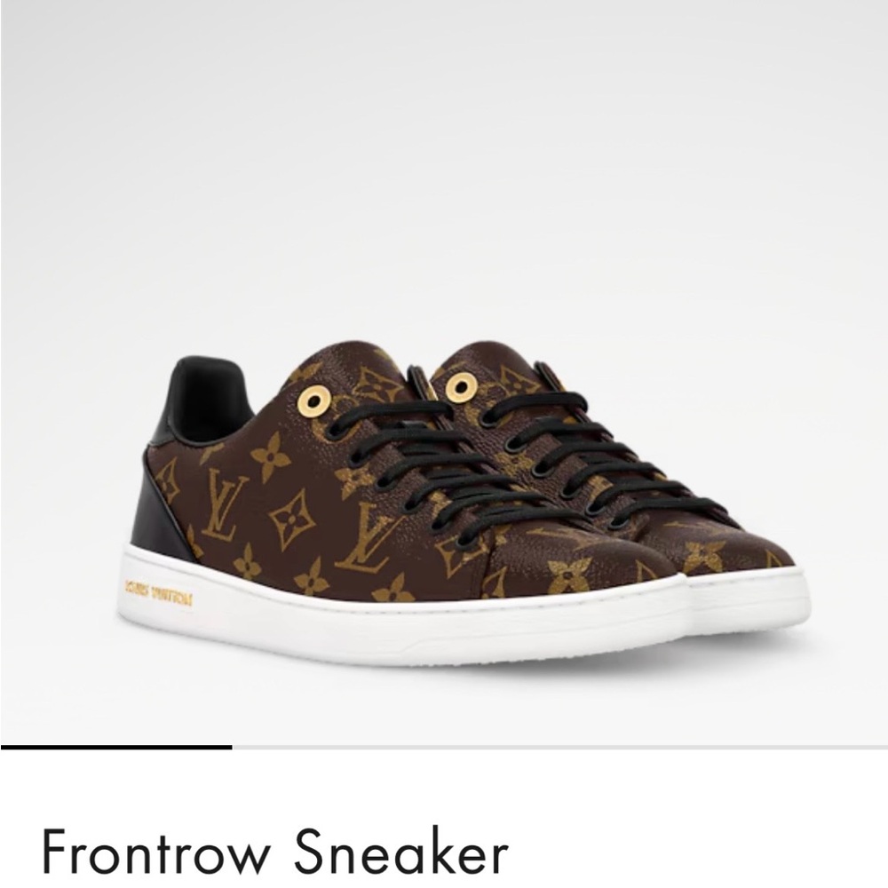 Louis Vuitton Brown Monogram Frontrow Sneakers with Gold Accents